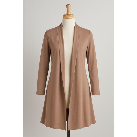 Rags & Couture Small Tan Drape Open Front Lightweight Knit Cardigan Sweater‎ - Picture 1 of 8